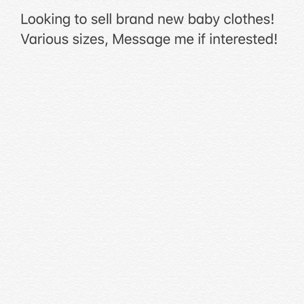 Currently selling sizes NB and some 0-3